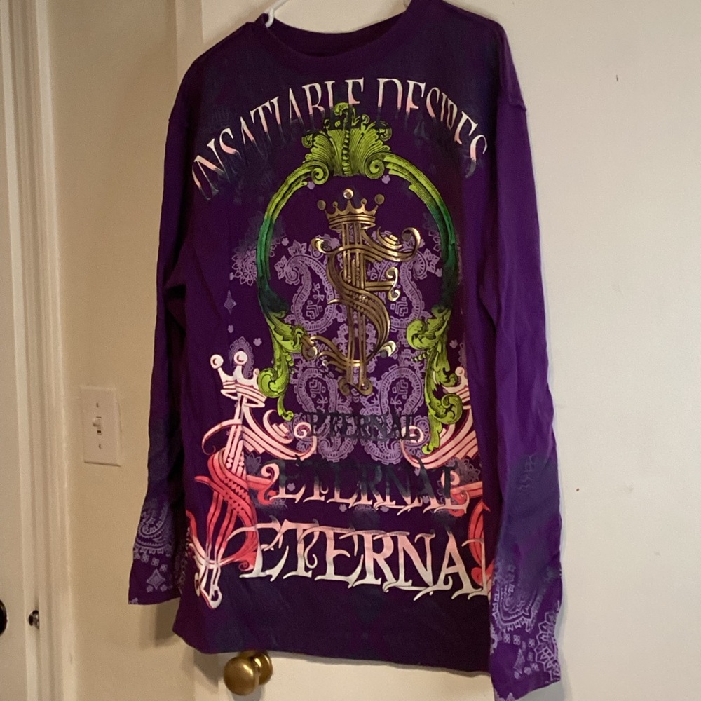 Raw Blue Purple Graphic Long Sleeve Shirt xl